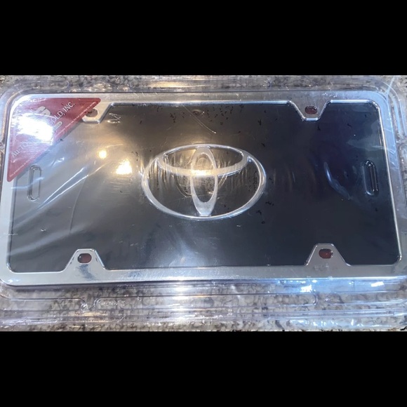Toyota Logo Black Acrylic License Plate with Chrome Frame Kit - Picture 5 of 5